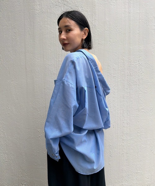Ameri（アメリ） ブラウス シャツ 夏 SHEER WAIST MARK OVERSIZE SHIRT 