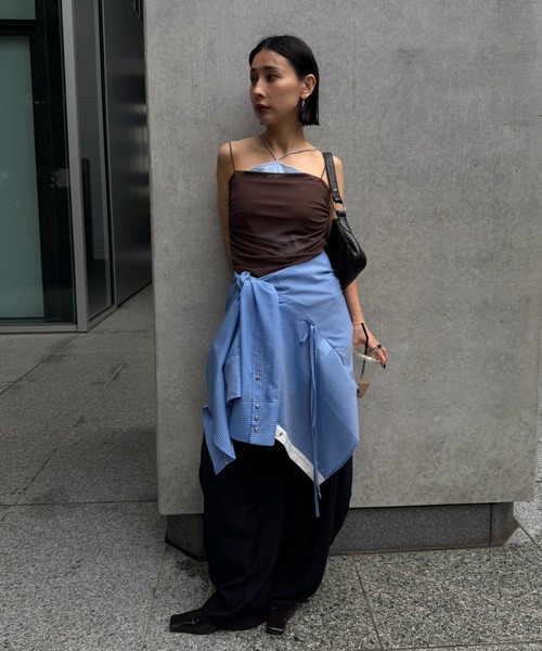 Ameri（アメリ） ブラウス シャツ 夏 SHEER WAIST MARK OVERSIZE SHIRT