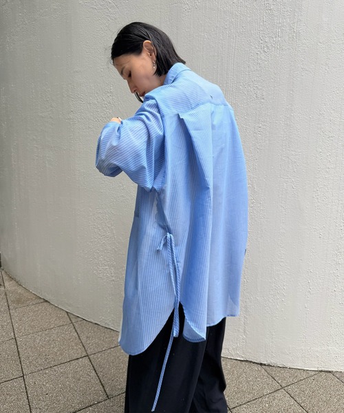 Ameri（アメリ） ブラウス シャツ 夏 SHEER WAIST MARK OVERSIZE SHIRT 