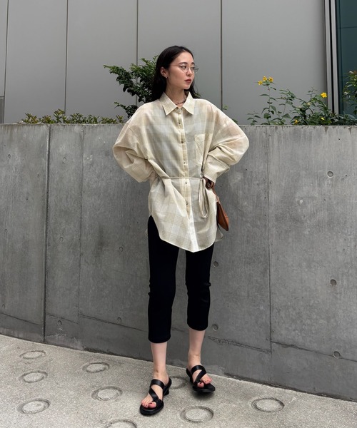 Ameri（アメリ） ブラウス シャツ 夏 SHEER WAIST MARK OVERSIZE SHIRT