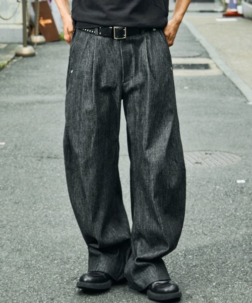 のん CONZ ワイドパンツ ジーンズ curve leg trousers pique denim 2.0