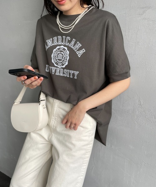 ☆専用☆　新品　AMERICANA　半袖Tシャツ AMERICANA（アメリカーナ） 半袖Tシャツ F チャコール レディース