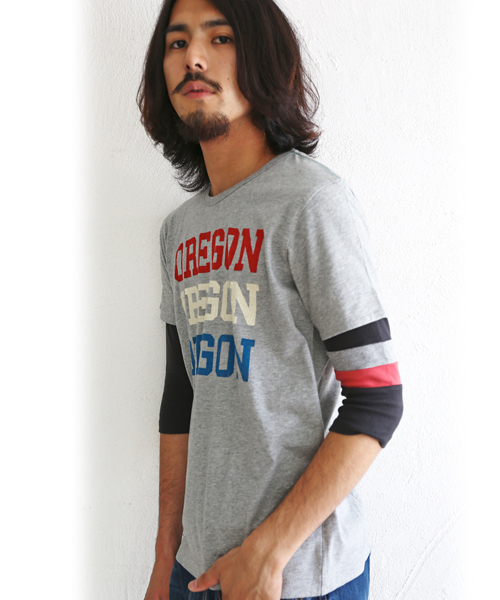 KRIFF MAYER tシャツ タイトフィット袖切替7分袖Tシャツ メンズ