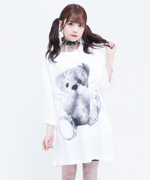 tシャツ Tシャツ 『TRAVAS TOKYO/トラバス トーキョー』Rhinestone Angel bear BIG H/S Tee/ラインストー 買いファッション エンジェル ロンT Tシャツ トラバストーキョー Tシャツ/カットソー(七分/長袖)
