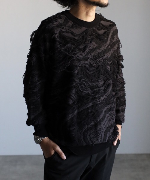 CREARE -LINO- セーター ニット ルーズ クルーネック ダメージ ニット