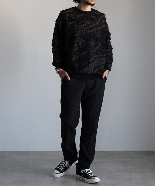 CREARE -LINO- セーター ニット ルーズ クルーネック ダメージ ニット