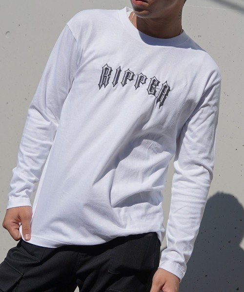 ［C.E]ロングTシャツ 白 RIPPER tシャツ 「RIPPER」センターロゴ ロンT / Center Logo Long Tee
