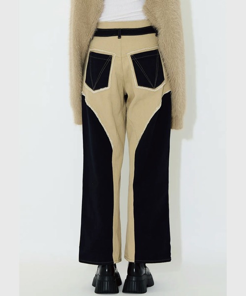 VIAVANDA パンツ BICOLOR FRAY STRAIGHT PANTS レディース : ZOZOTOWN