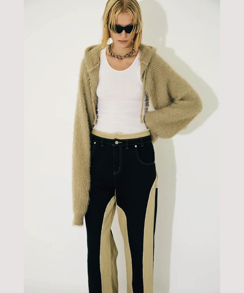 VIAVANDA パンツ BICOLOR FRAY STRAIGHT PANTS レディース : ZOZOTOWN