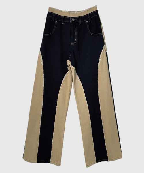 VIAVANDA パンツ BICOLOR FRAY STRAIGHT PANTS レディース : ZOZOTOWN