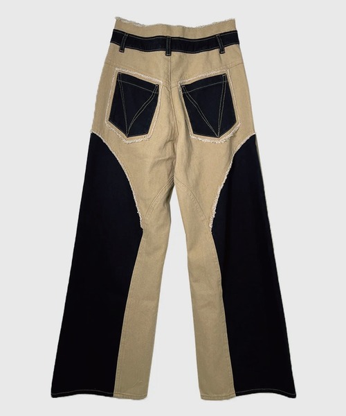 VIAVANDA パンツ BICOLOR FRAY STRAIGHT PANTS レディース : ZOZOTOWN