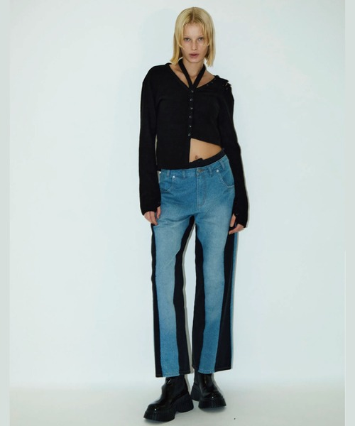 パンツ viavanda BICOLOR FRAY STRAIGHT PANTS VIAVANDA パンツ BICOLOR FRAY STRAIGHT PANTS レディース : ZOZOTOWN