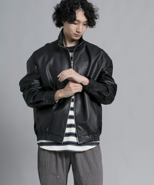 aimoha（アイモハ） ブルゾン アウター aimoha men STAND NECK PU