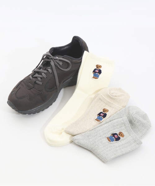 【Ralph Lauren】上質コットンの快適さ ポロベアソックス3足組 POLO RALPH LAUREN 靴下 レディース オーガニックコットン混
