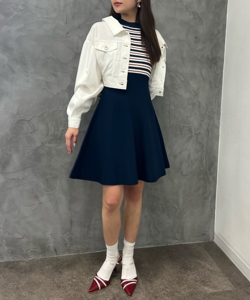eimy istoire エイミー バックシャン デニムライクジャケット 紺 デニムライクバックシャンジャケット（デニムジャケット/Gジャン