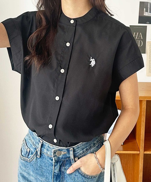 ブラウス シャツ GeeRA別注「U.S. POLO ASSN.」夏 におすすめ！フレンチスリーブワンポイント刺繍シャツブラウス レディース | U.S. POLO ASSN. | 24