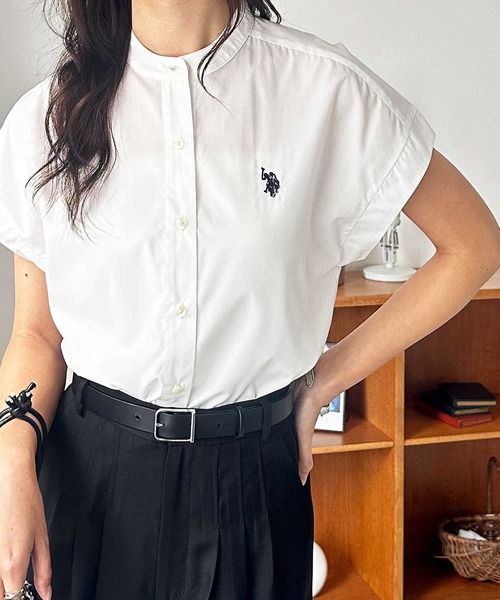 ブラウス シャツ GeeRA別注「U.S. POLO ASSN.」夏 におすすめ！フレンチスリーブワンポイント刺繍シャツブラウス レディース | U.S. POLO ASSN. | 20