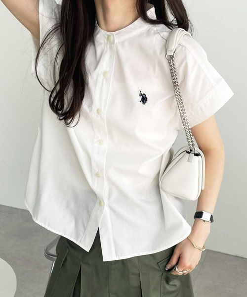 ブラウス シャツ GeeRA別注「U.S. POLO ASSN.」夏 におすすめ！フレンチスリーブワンポイント刺繍シャツブラウス レディース | U.S. POLO ASSN. | 13