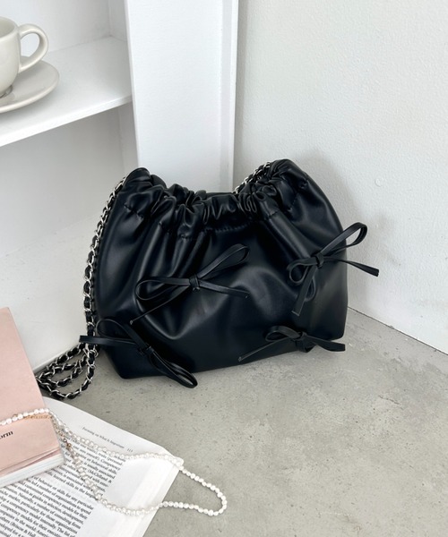 Loueme ハンドバッグ 「6色展開」メニーリボンチェーンショルダー