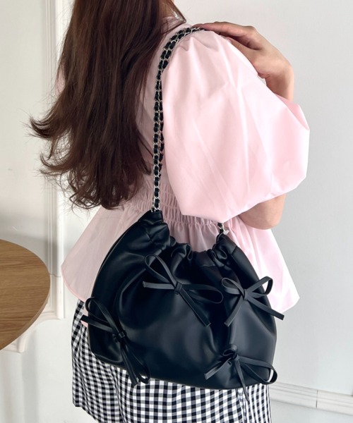 Loueme ハンドバッグ 「6色展開」メニーリボンチェーン