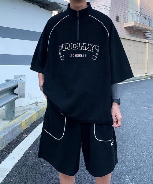 B.R.U パジャマ ハーフジップDCHX刺繍入りセットアップ メンズ