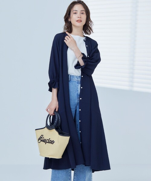 ワンピース 「WEB限定」クレープストレッチ シャツワンピース 