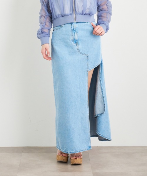 【ANNA SUI】アナスイ デニム セットアップ ジャケット/スカート 4 アシンメトリーカッティングヘムデニムロングスカート – ANNA