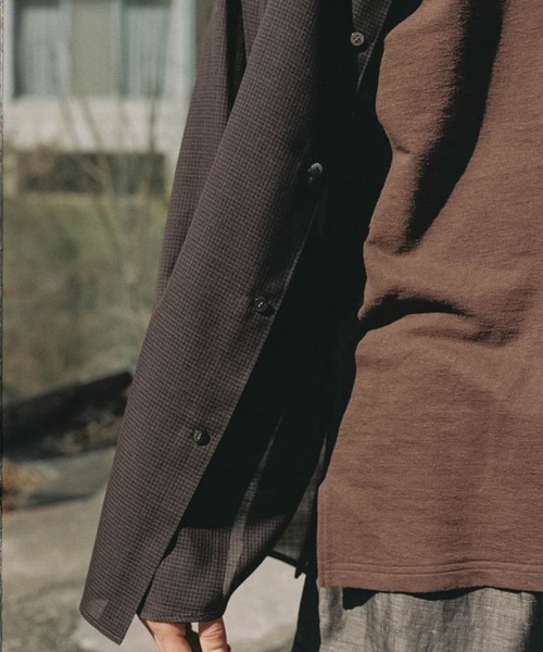 LIDnM シャツ WOOL SHEER MICRO CHECK SHIRT メンズ : ZOZOTOWN