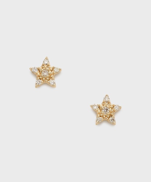 ピアス 「Tiny Motif」K10ダイヤモンドスターピアス（0.02ct） レディースの画像