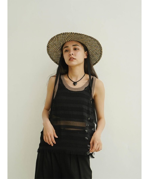 ベスト ジレ fringe vest レディース lawgy ベスト ジレ melange mix fringe vest / メランジミックス