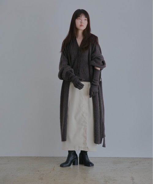 ◾︎ M.&KYOKO フード付き ニットロングコート モヘヤ アルパカ ◾︎ M.&KYOKO フード付き ニットロングコート モヘヤ アルパカ