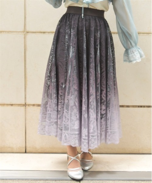 axes femme スカート グラデレースサーキュラースカート