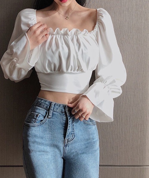 deux amour tシャツ バックリボンレースアップスクエアネック