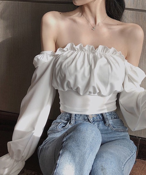 alors paris バックオープンクロップドリボンカットソー alors parisバックオープンクロップドリボンカットソー