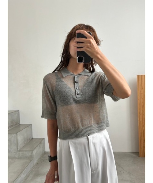 RIM.ARK ポロシャツ ポロ Mohair mix polo knit モヘアミックスポロ