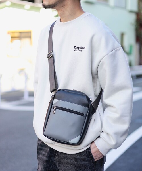 BEAMS HEART ショルダーバッグ フェイクレザー 切替 ミニ