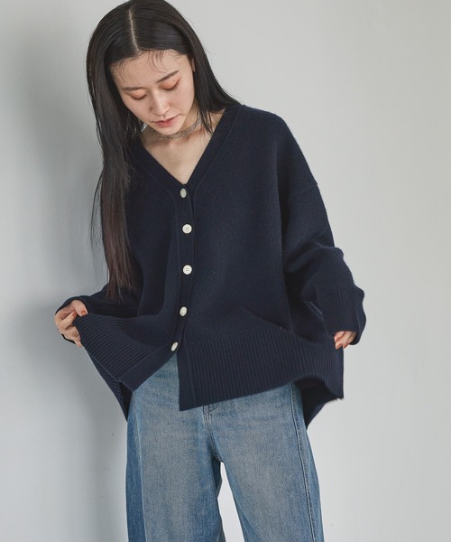 極美品★AKRIS★カシミヤ★ソフト★カーディガン★ジャケット A part by（アパートバイ） カーディガン カシミヤコンBIG Vネック