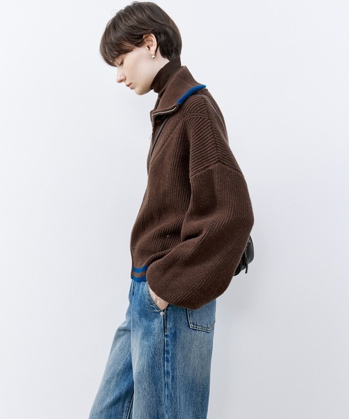 tageechita ブルゾン アウター 「tageechita」配色パネル ウール混