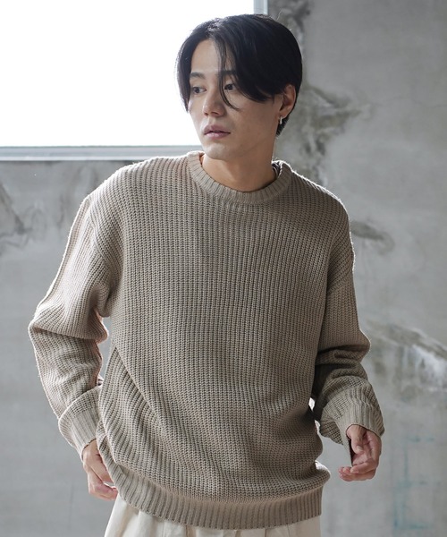 NEVER） Acquiesce セーター ニット 畔編みクルーネックニットセーター