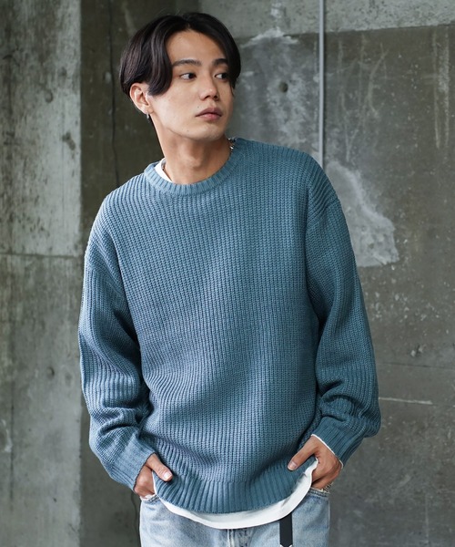 NEVER） Acquiesce セーター ニット 畔編みクルーネックニットセーター