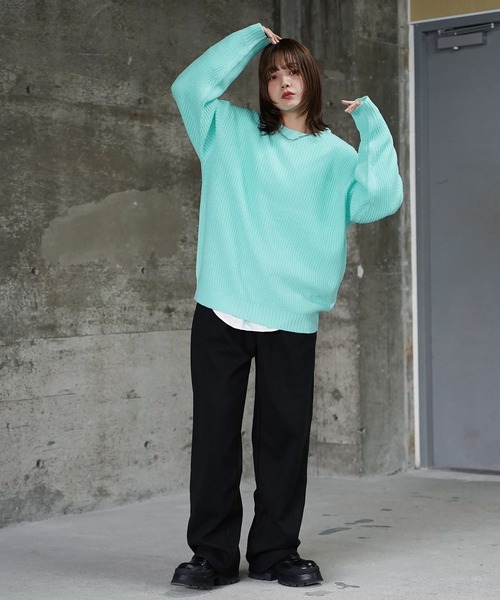 NEVER） Acquiesce セーター ニット 畔編みクルーネックニットセーター