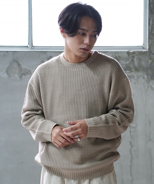 NEVER） Acquiesce セーター ニット 畔編みクルーネックニットセーター