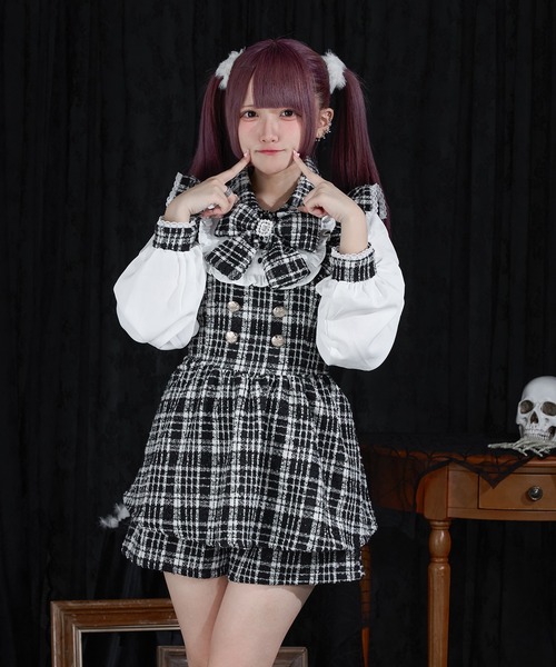 palelfy姫リボンコンビネゾン セットアップ　ブラック Pal elfy ワンピース エプロンリボンコンビネゾン : ZOZOTOWN Yahoo!店