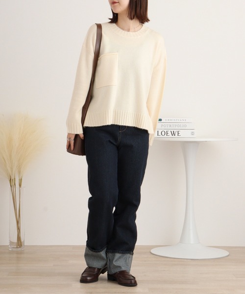 エグランティーヌ EGLANTINE カシミヤブレンドポケットプルオーバー （ブラック） エグランティーヌ EGLANTINE カシミヤブレンドポケットプル