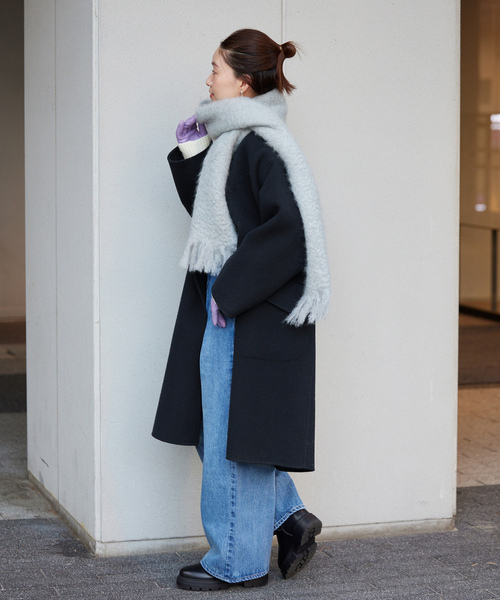 IENA（イエナ） ノーカラーコート 38 ネイビー レディース : ZOZOTOWN