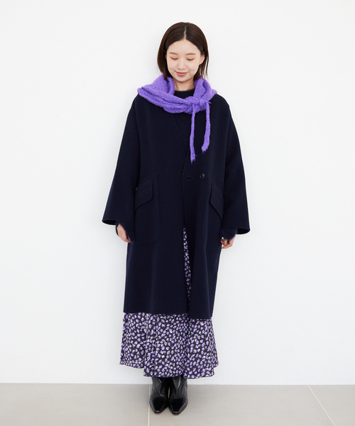 IENA（イエナ） ノーカラーコート 38 ネイビー レディース : ZOZOTOWN