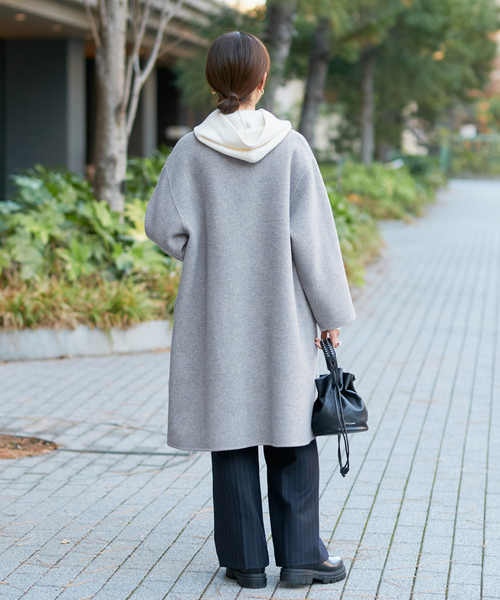 IENA（イエナ） ノーカラーコート 38 ネイビー レディース : ZOZOTOWN