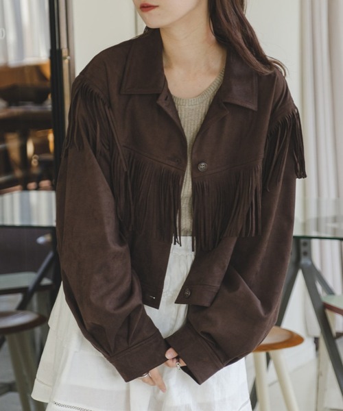 Kastane（カスタネ） コート アウター 「裏地あり」スウェードフリンジ