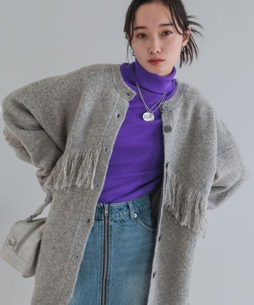 JEANASIS（ジーナシス） ニットカーディガン FREE ライトグレー