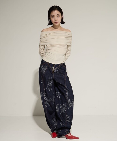 tシャツ 「STUDIOUS/ステュディオス」Washable Silk Cotton Offshoulder/シルクコットンオフショルダー レディー STUDIOUS tシャツ 「STUDIOUS/ステュディオス」Washable Silk